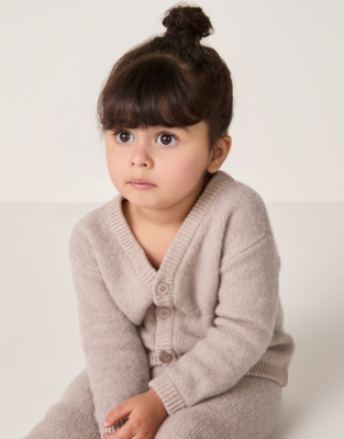 Brushed Wool Knitted Cardigan & Leggings Set (0–24mths)