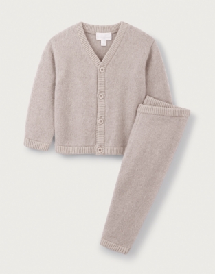 Brushed Wool Knitted Cardigan & Leggings Set (0–24mths)