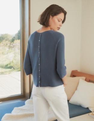 Button Back Cotton Jumper Clothing Sale The White Company UK