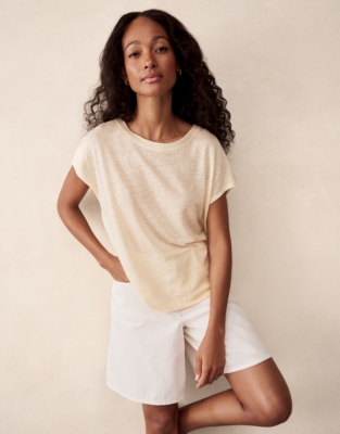 Button Back Jersey Linen Top