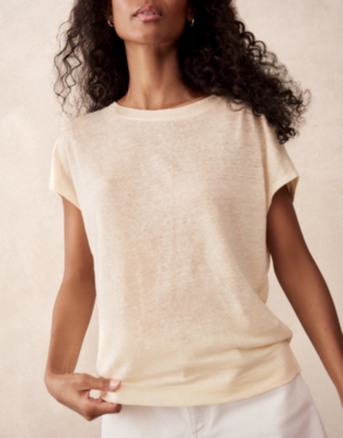 Button Back Jersey Linen Top
