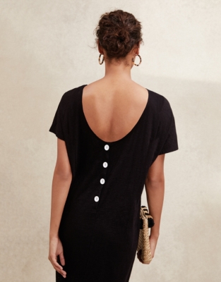 Button back outlet maxi dress