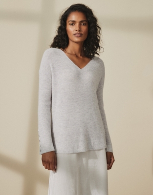 Button-Cuff Jumper with Alpaca | Clothing Sale | The White Company UK