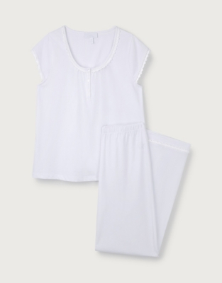 Button-Detail Jersey-Cotton Pajama Set