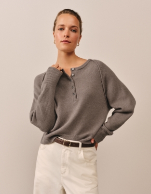 Button Detail Jumper with Alpaca