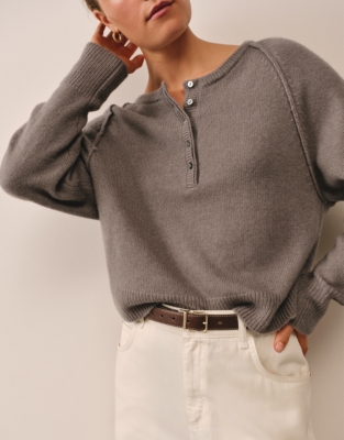 Button Detail Jumper with Alpaca - Putty