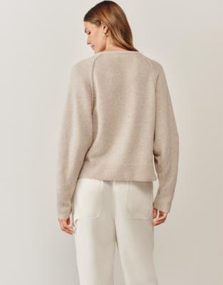 Button Detail Jumper with Alpaca - Beige