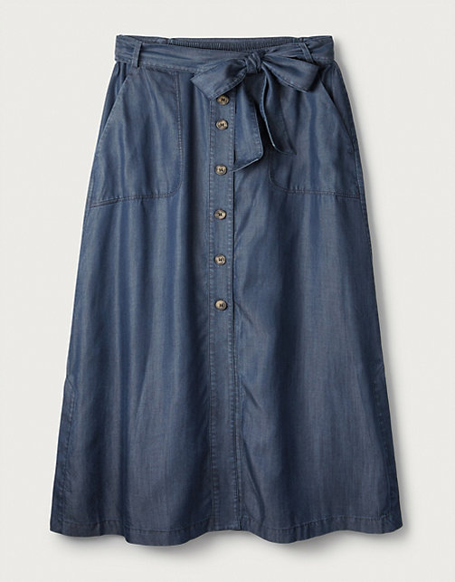 Button-Front Chambray Skirt | Skirts & Shorts | The White Company UK