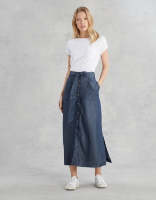 Button chambray skirt sale