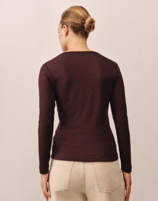 Button Henley Lightweight Rib Jersey Top