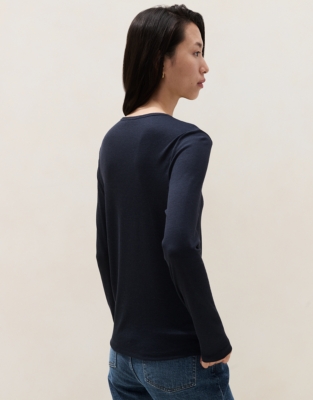 Button Henley Lightweight Rib Jersey Top
