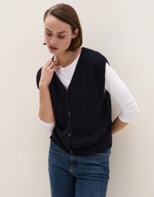 Button Through Knitted Tank with Alpaca