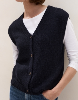 Button Through Knitted Tank with Alpaca