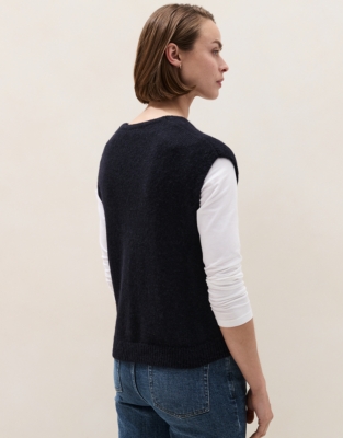Button Through Knitted Tank with Alpaca