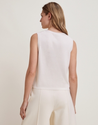 Button Through Knitted Tank with Cashmere