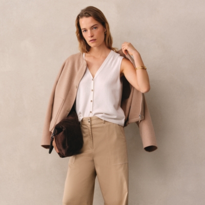 Button Through Knitted Tank with Cashmere