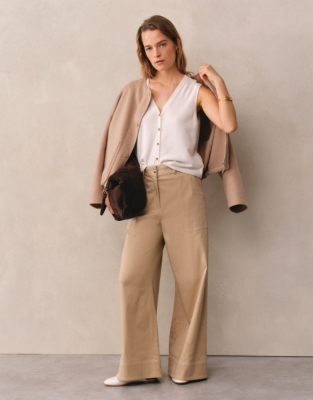 Button Through Knitted Tank with Cashmere