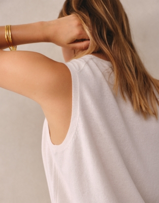 Button Through Knitted Tank with Cashmere