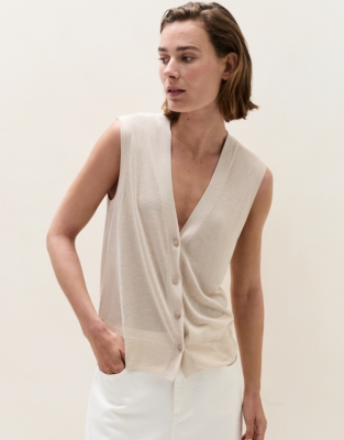 Button Through Knitted Waistcoat with Modal