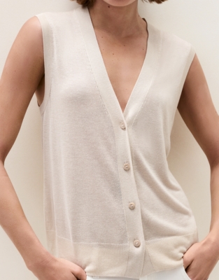 Button Through Knitted Waistcoat with Modal