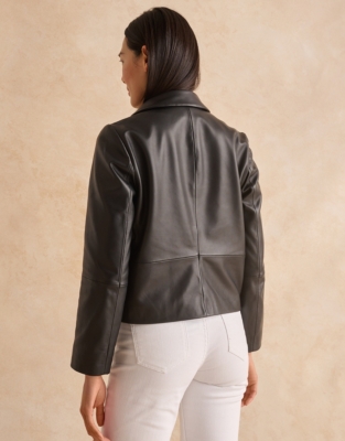 Leather jacket white company sale