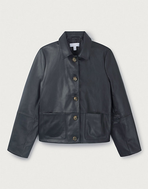 Button Through Leather Jacket | Coats & Jackets | The White Company UK