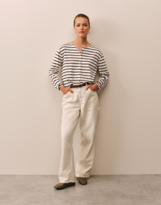 Button Through Stripe Jersey Top