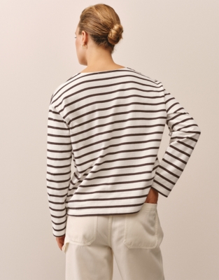 Button Through Stripe Jersey Top