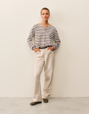 Button Through Stripe Jersey Top