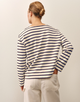 Button Through Stripe Jersey Top