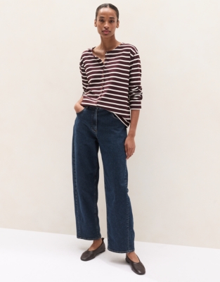 Button Through Stripe Jersey Top