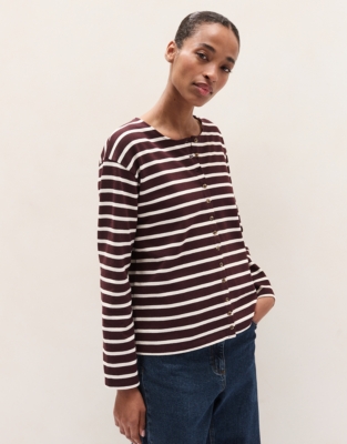 Button Through Stripe Jersey Top
