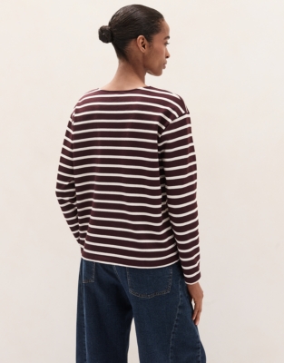 Button Through Stripe Jersey Top