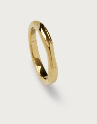 Césart Gold Plated Hammered Fine Ring