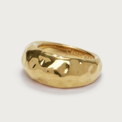 Césart Gold Plated Hammered Statement Ring