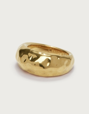 Césart Gold Plated Hammered Statement Ring