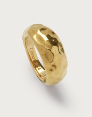 Césart Gold Plated Hammered Statement Ring