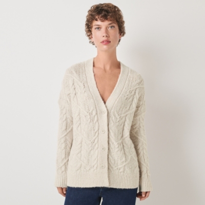 Cable Cardigan with Silk