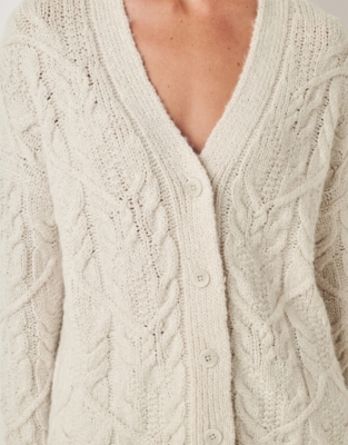 Cable Cardigan with Silk