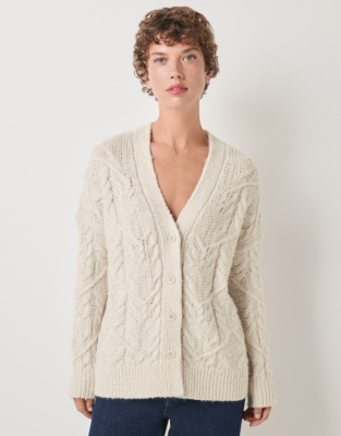 Cable Cardigan with Silk