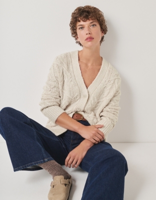 Cable Cardigan with Silk