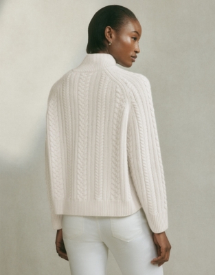 White cashmere clearance cable knit sweater