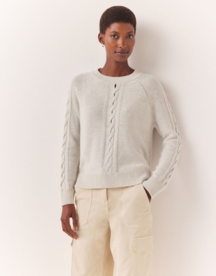 Cable Detail Sweater with Cashmere