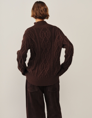 Cable Funnel Neck Jumper with Cashmere