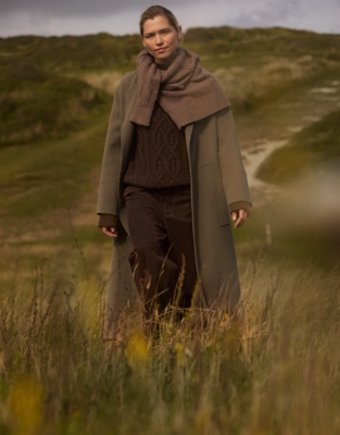 Cable Funnel Neck Jumper with Cashmere