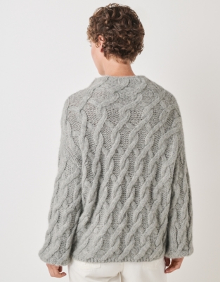 Cable Funnel Neck Sweater with Alpaca