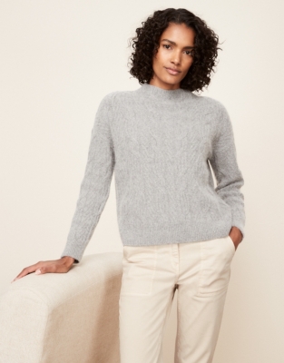 Cable Funnel-Neck Sweater with Alpaca | All Clothing Sale | The White ...