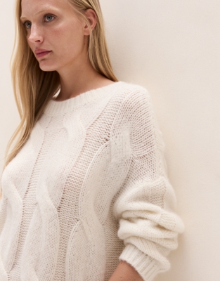 Cable Jumper with Alpaca   - Scandi White