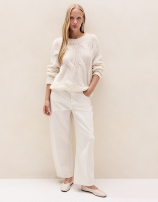 Cable Jumper with Alpaca   - Scandi White