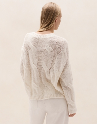 Cable Jumper with Alpaca   - Scandi White